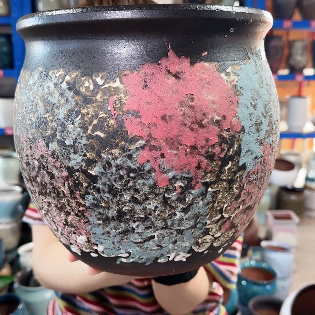 紫砂花盆高25口25