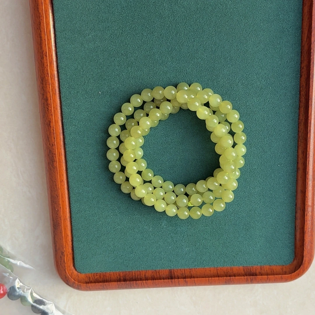 若羌黄口老熟料圆珠卡8和田玉108颗时尚百搭女款颈饰