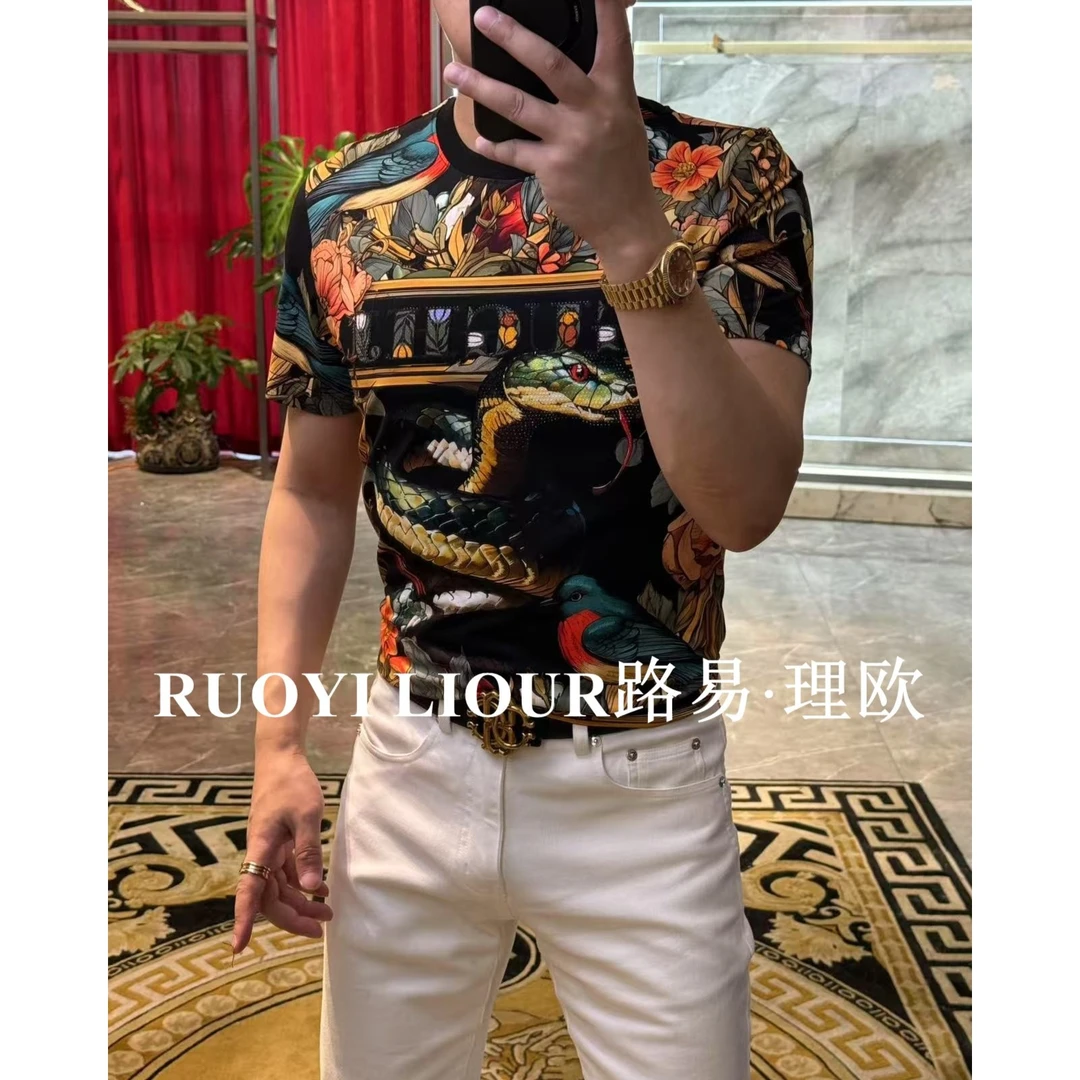 【路易理欧】25夏季新款大青蛇标休闲圆领时尚T恤0289