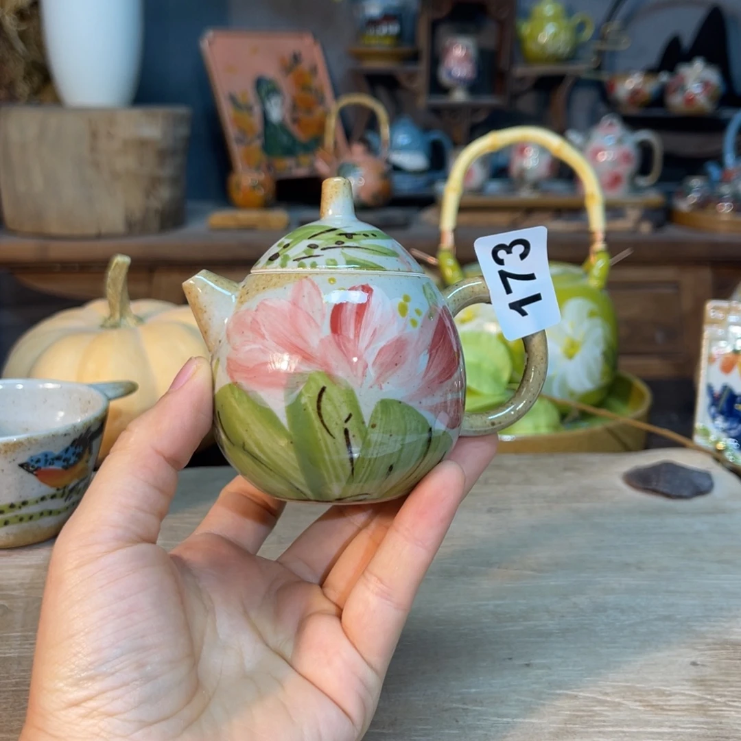 壶素浅陶瓷手工手绘