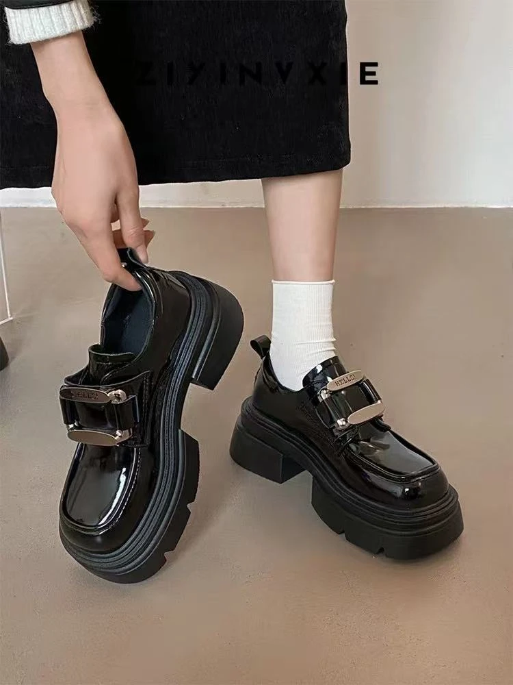 2025乐福鞋英伦风防女鞋复古黑色059