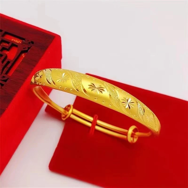 铜合金手镯 推拉10N满天星妈妈款手镯   磨砂时尚精美百搭经典