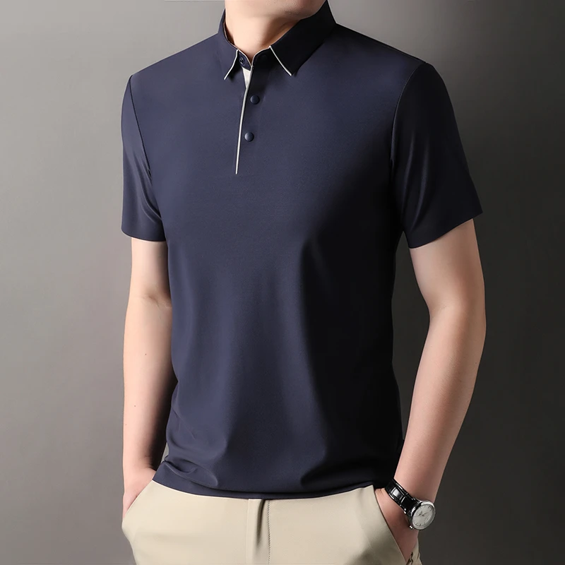 短袖纯色夏季Polo衫商务半袖男装宽松透气polo翻领薄款休闲无痕