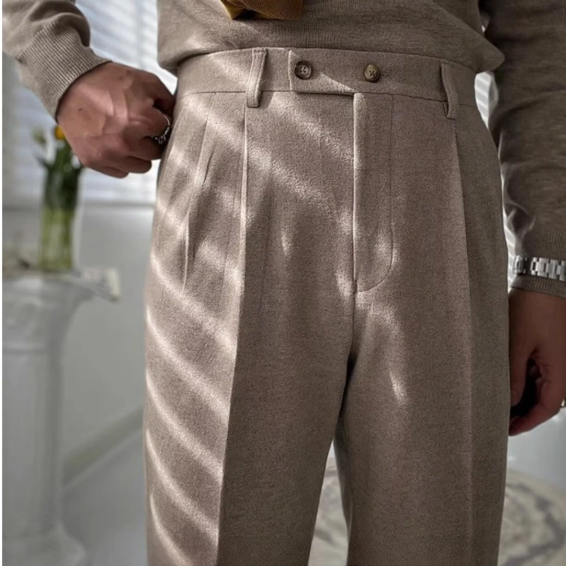 秋冬季男士毛呢九分西装裤子直筒抗皱轻商务直筒宽松廓尔格西裤