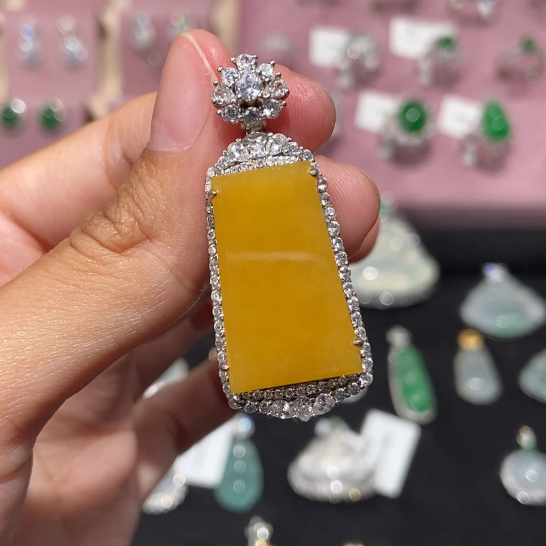 翡翠银S925镶嵌颈饰纯天然缅甸翡翠A货无事牌