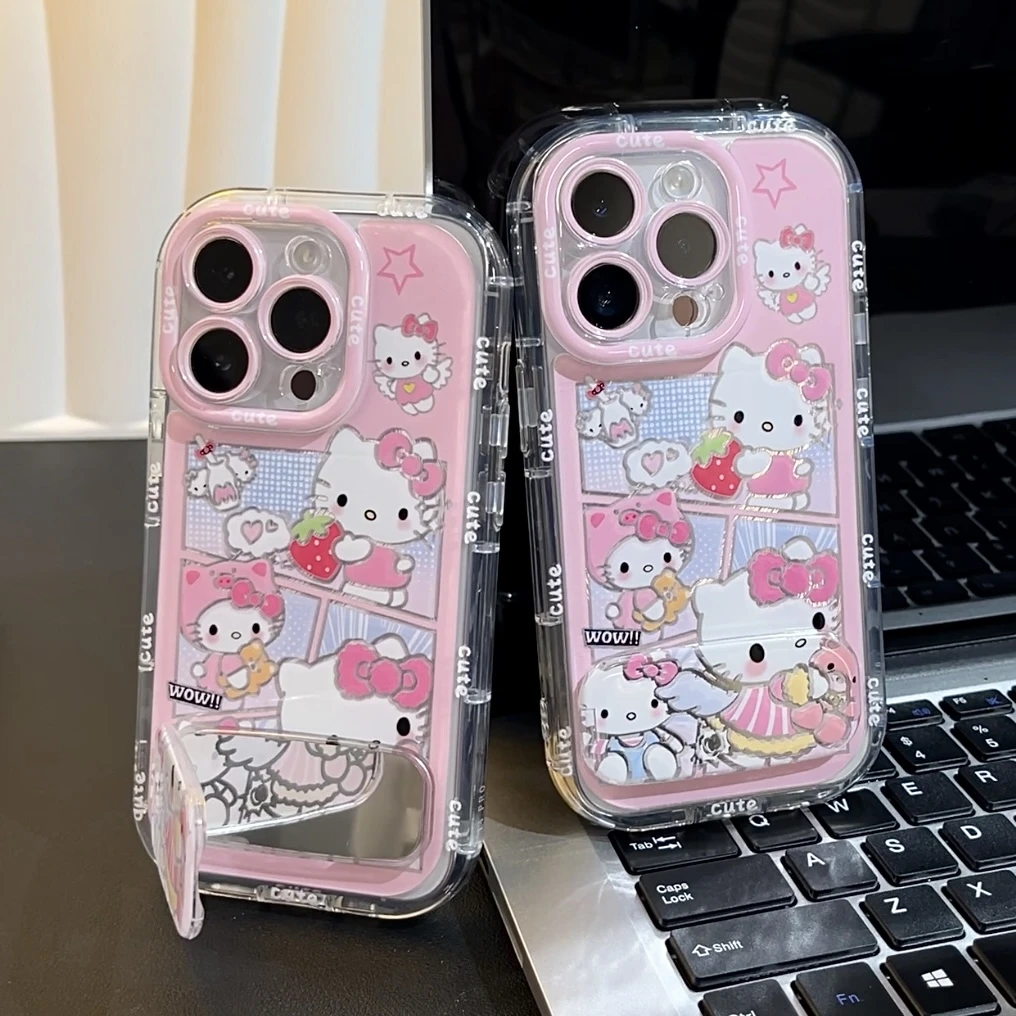 漫画拼接KT镜面支架适用苹果16/13手机壳iPhone华为vivoppo小米15