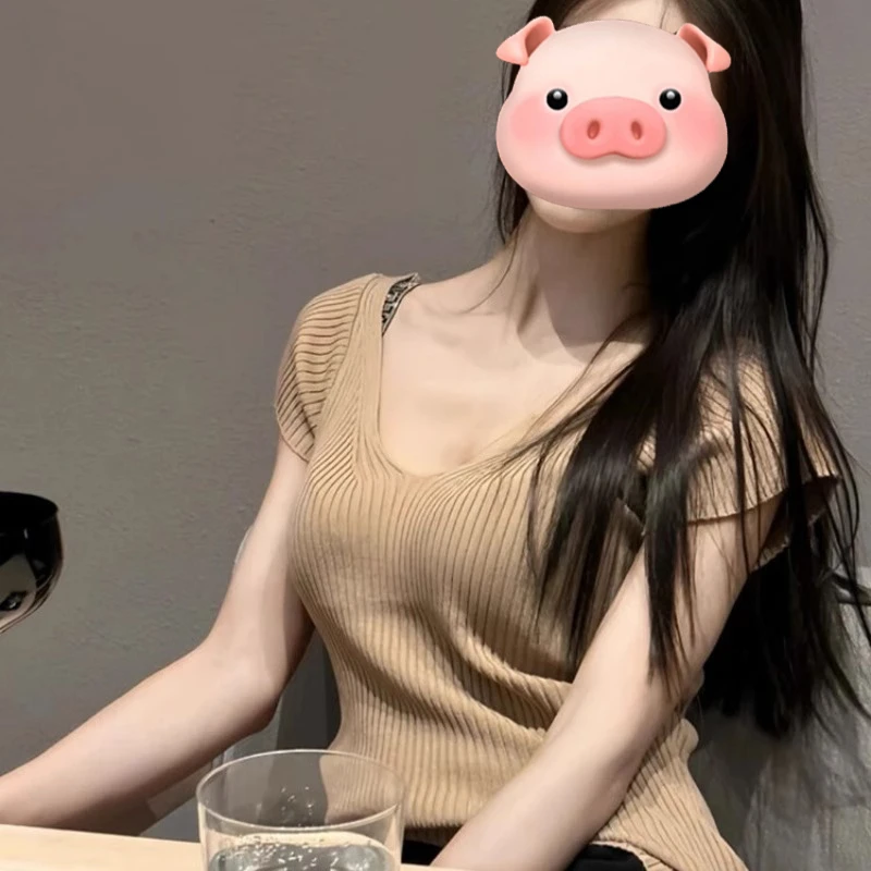 2025早秋薄款时尚复古韩版小众V领针织衫别致修身百搭上衣女