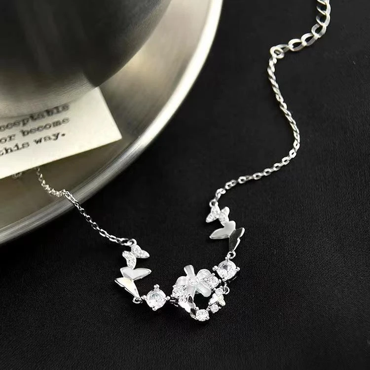 足银手链 999玫瑰花手链女手饰小众设计蝴蝶少女心学生轻奢精