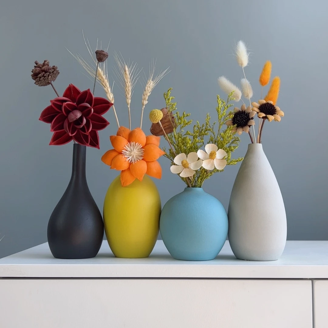 摆件陶瓷小花瓶摆件含花总高约20-30cm
