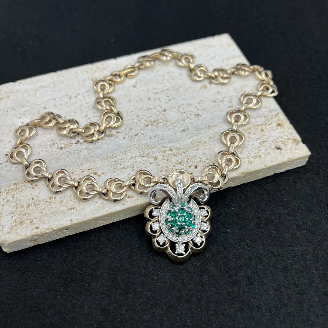 合金仿水晶项链 【Liz璇子】Pennino白绿花朵项链43679无鉴赏期