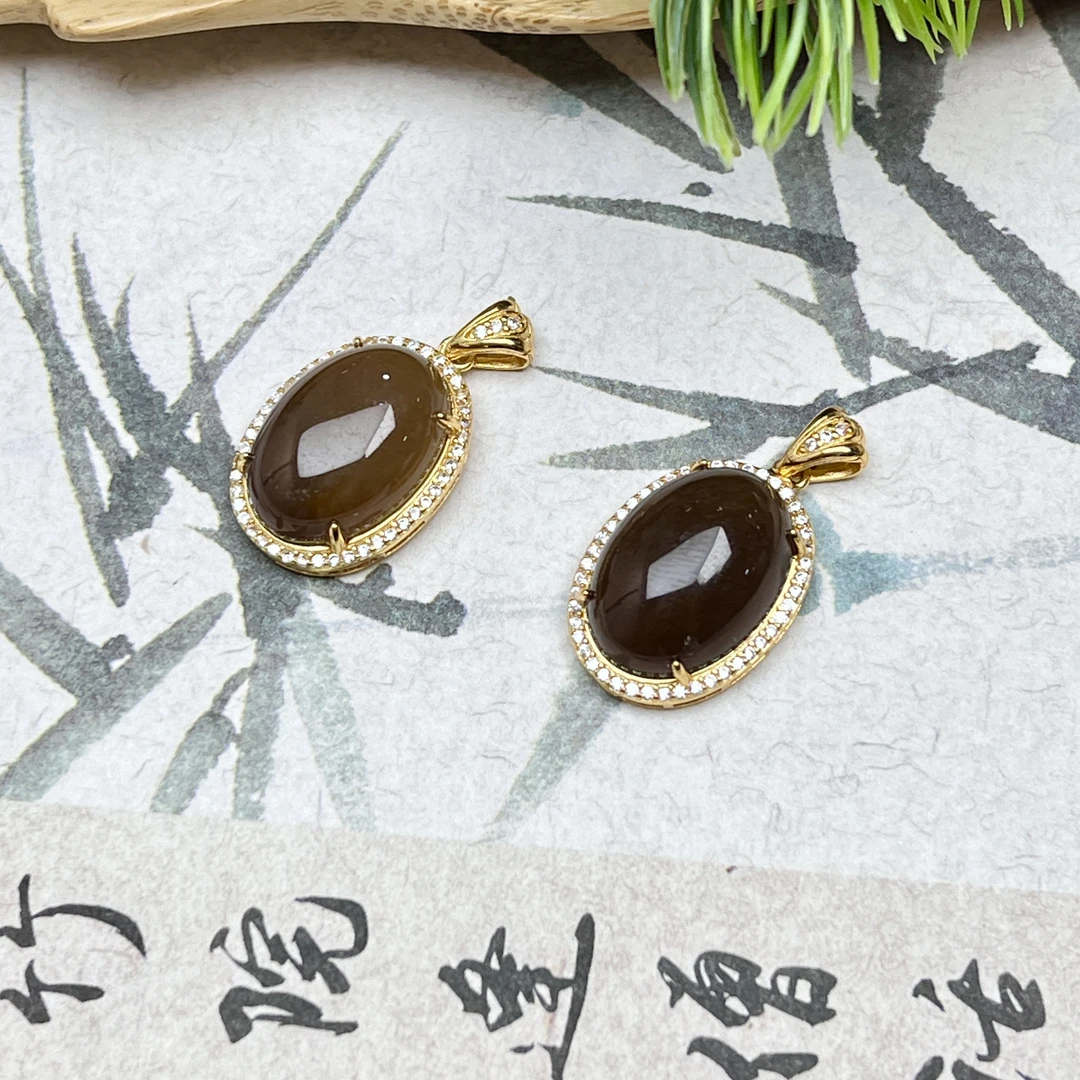 LJ19和田玉糖料蛋面S925银镶吊坠13*18*8mm+多样性发其一