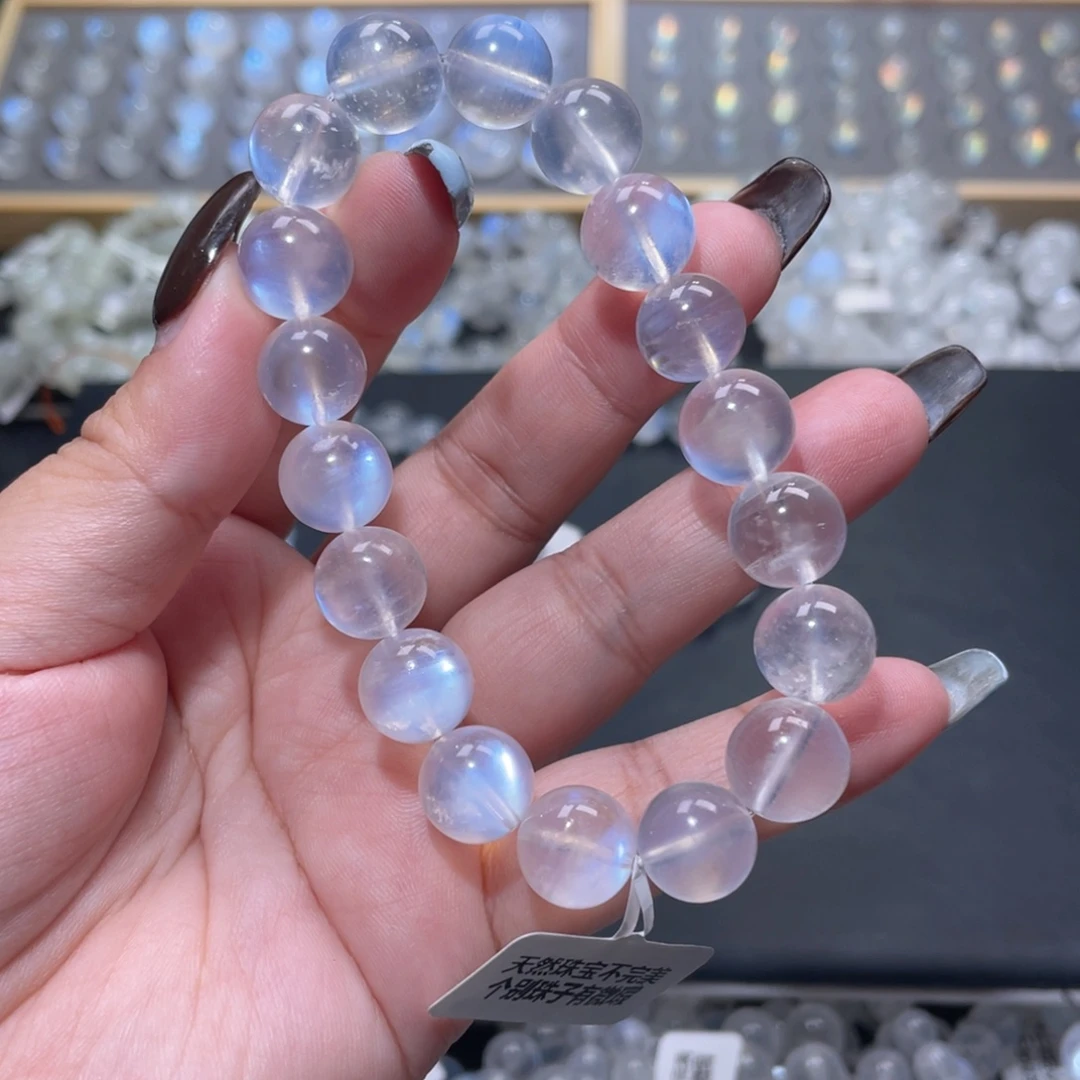 大***可手链长石未镶嵌蓝月光手链11mm+