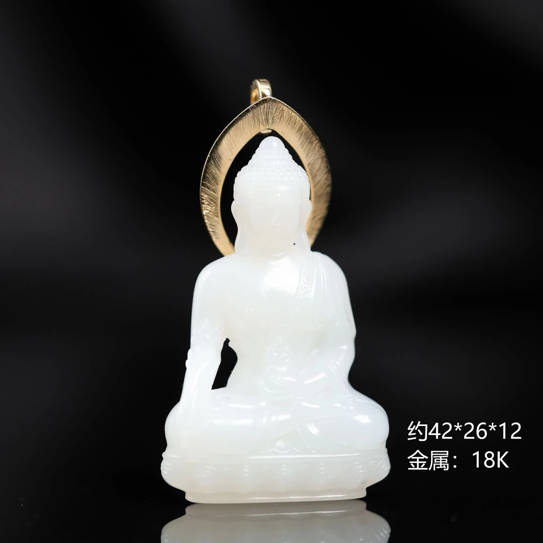 本真 | 珍藏级精品和田玉顶俄高白白玉药师佛吊坠