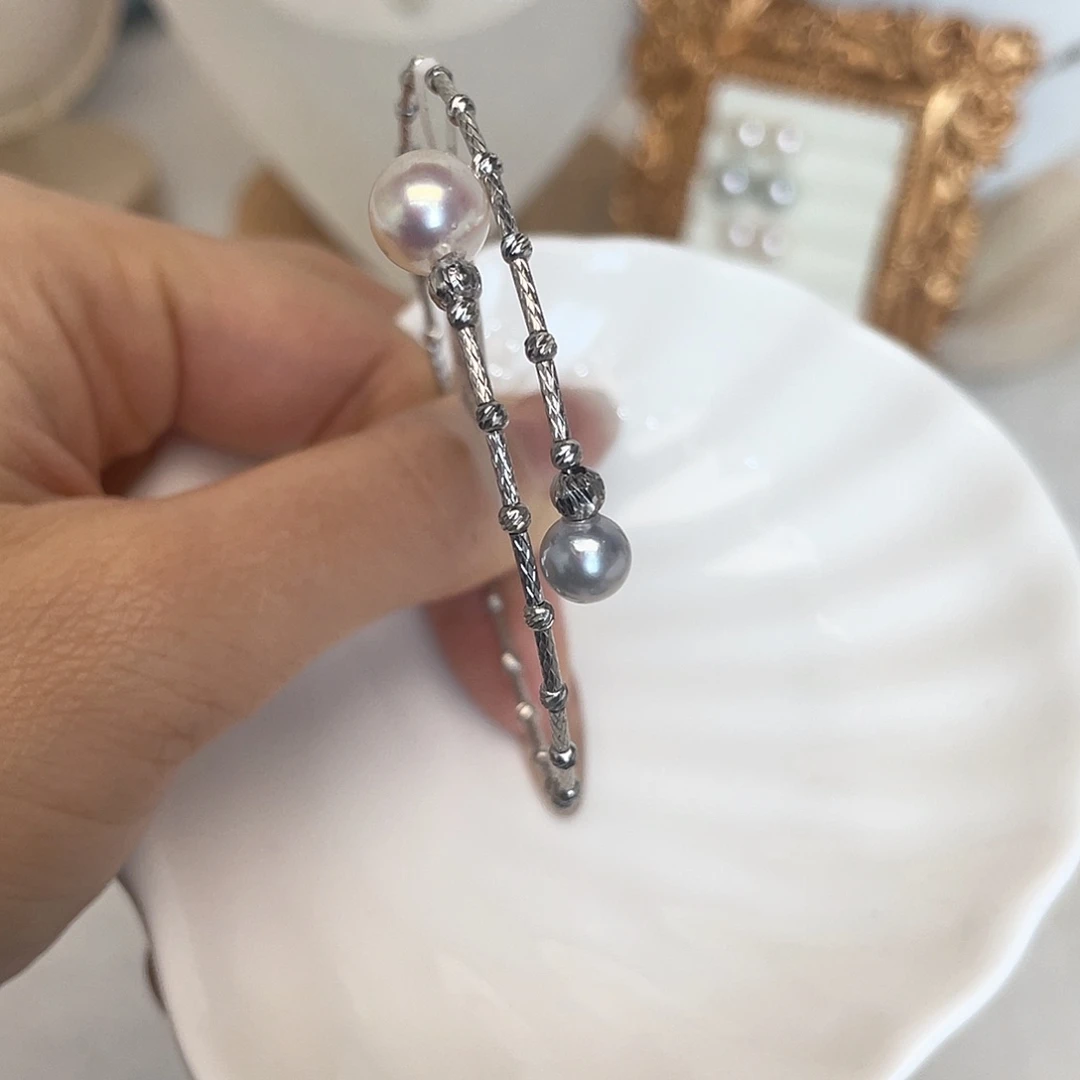 海水珍珠银S925镶嵌手绳