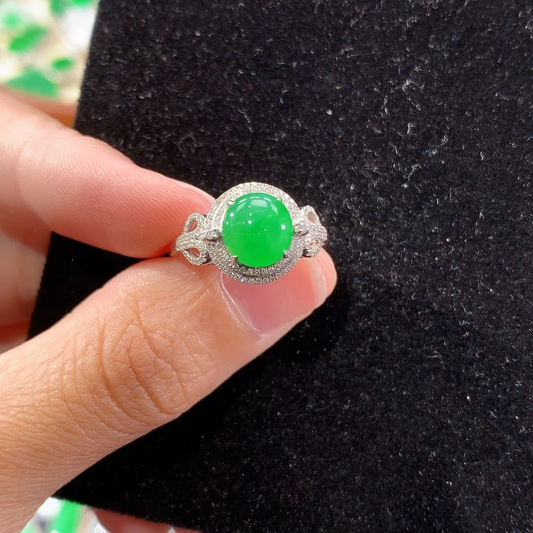 A***s翡翠18K金镶嵌戒指