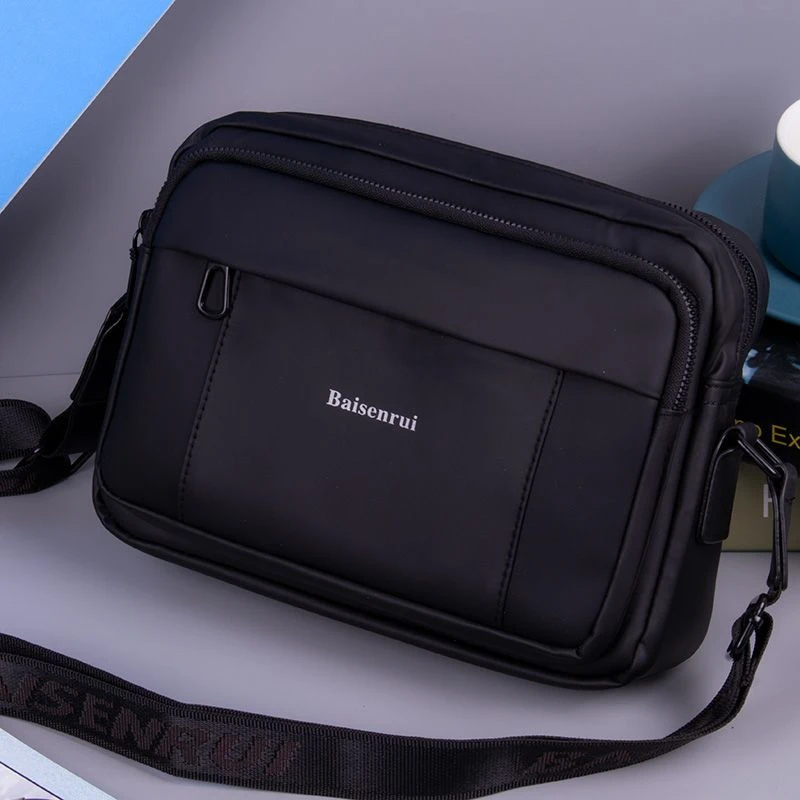 佰森瑞单肩包斜挎包男包竖款防水手提包男商务休闲牛津布男士小背
