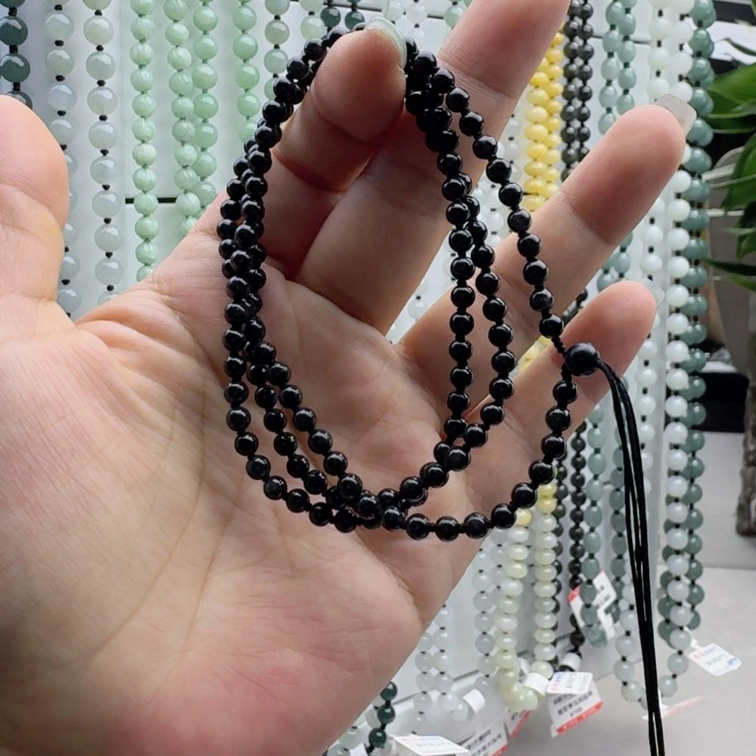 翡翠未镶嵌颈饰珠链4mm