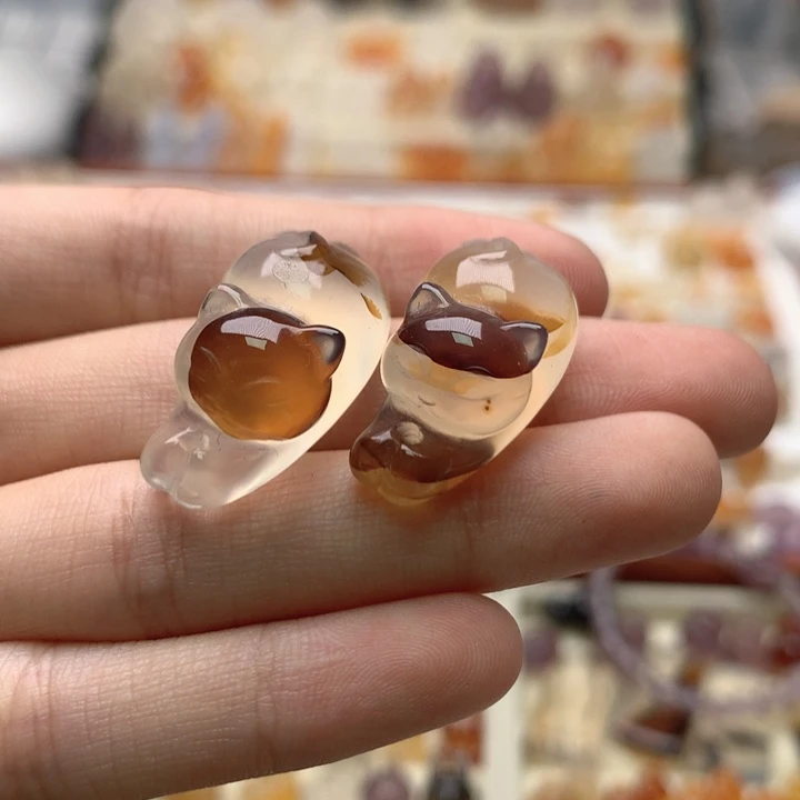 玛瑙/玉髓未镶嵌玛瑙草花趴趴猫