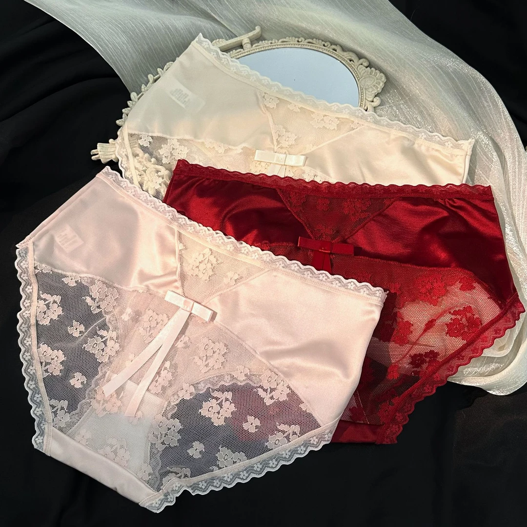 高级感蕾丝刺绣中腰内裤舒适透气大包臀性感女士内裤高弹力冬季款