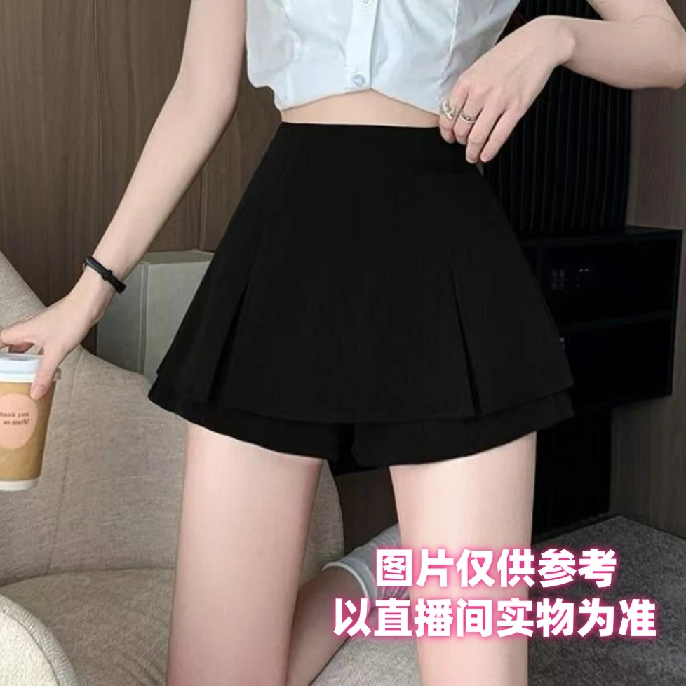 胖汐*两侧压褶假两件裤裙防走光百搭显瘦时尚设计感