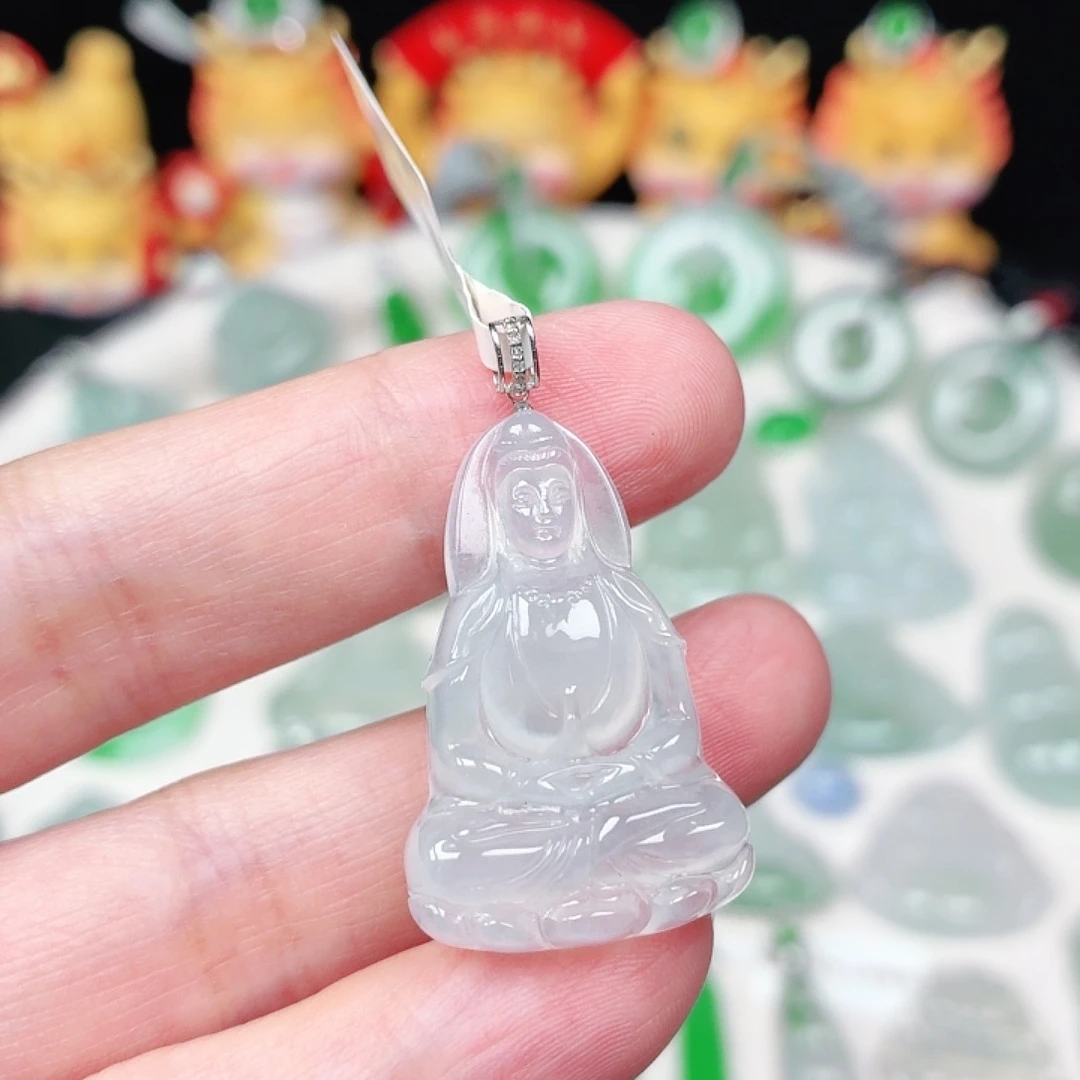 颈饰18K金镶嵌翡翠缅甸天然A货翡翠