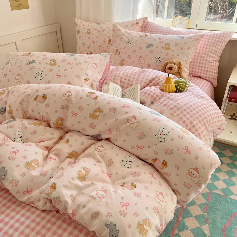 新款全棉纯棉床单四件套三件套床单床笠学生宿舍单人小清新床上