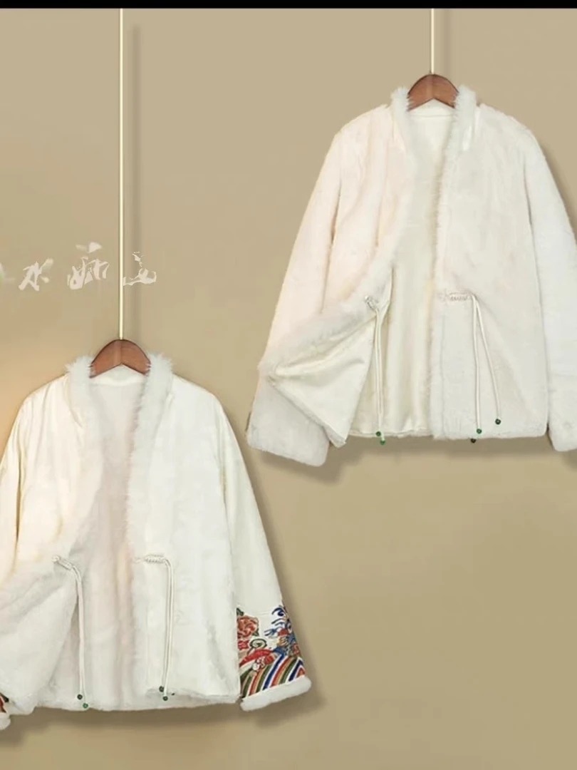 6260新中式国风花卉彩蝶团绣外套女加棉刺绣气质百搭外穿上衣