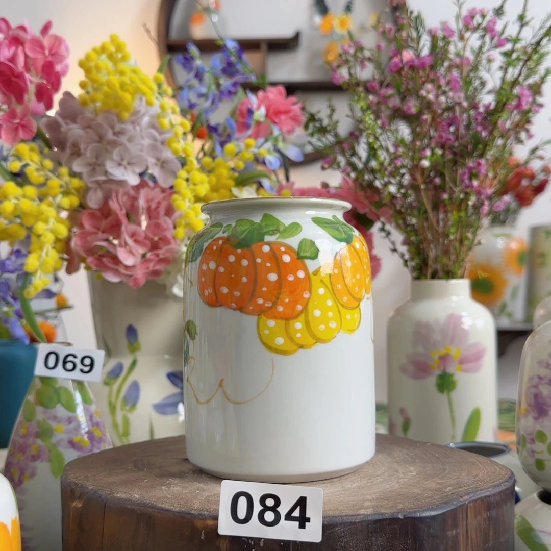 摆件景德镇陶瓷手绘小花瓶摆件无孔