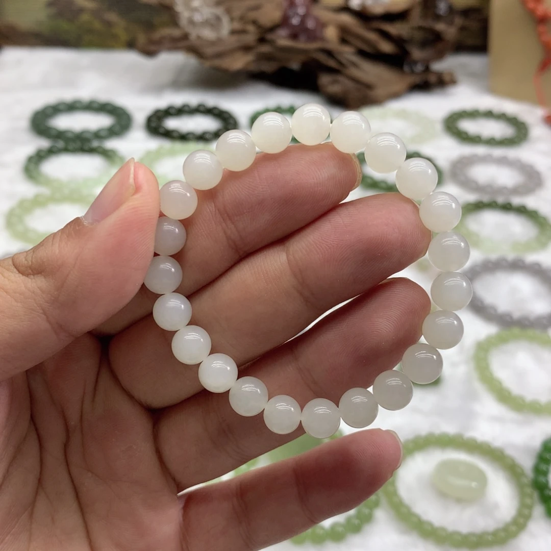 和田玉未镶嵌手串（白玉7.8）