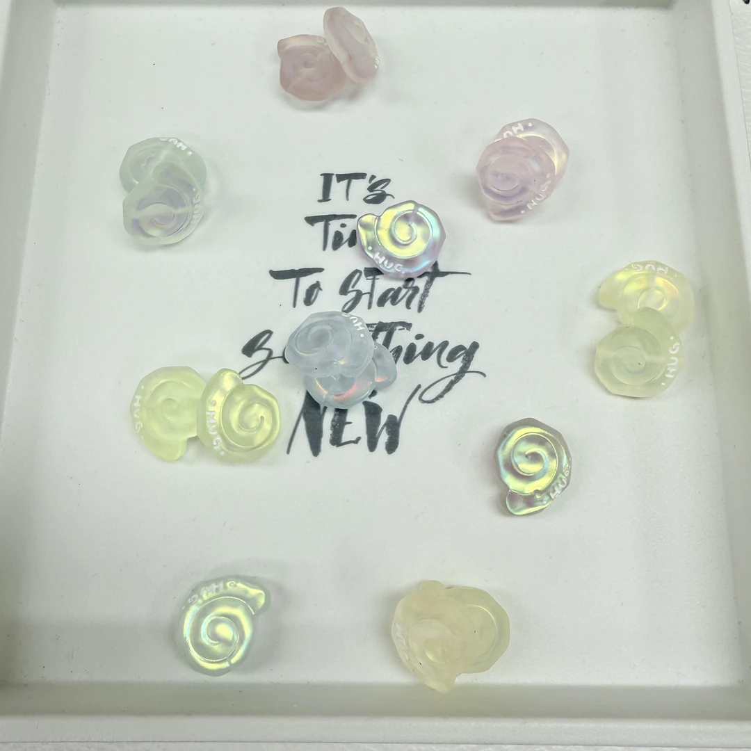 韩国胶定制款76反光手绘磨砂蜗牛通孔 DIY配件