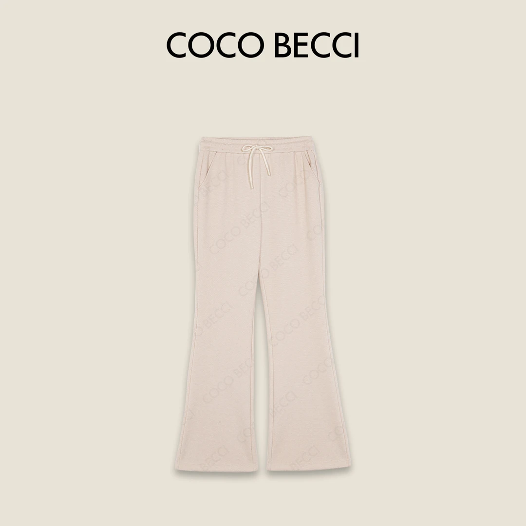 COCO BECCI【休闲美学】抽绳松紧高腰百搭显瘦微喇裤CFLJD161087