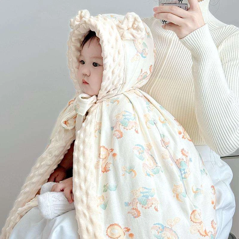 FAVMARTHA婴儿披风斗篷秋冬外出男女宝宝防风披肩儿童冬季加厚防