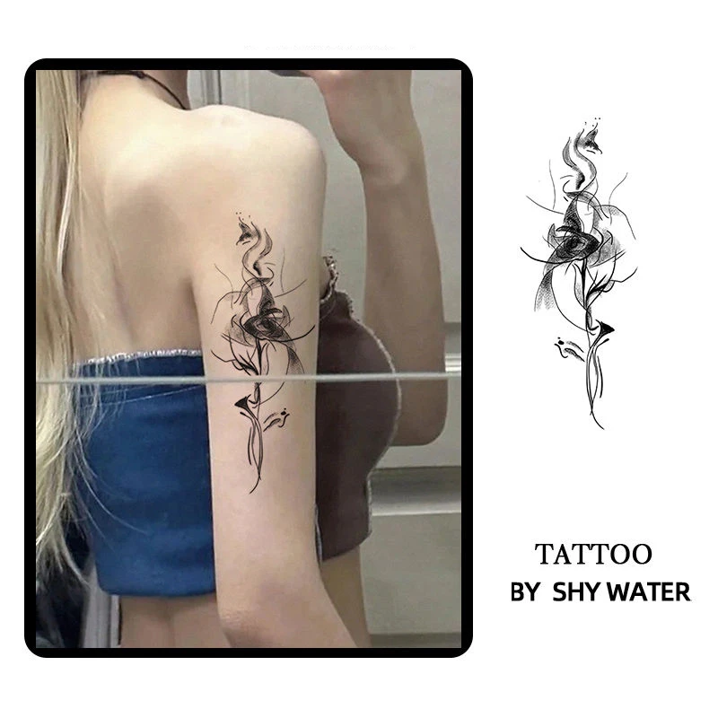 新款玫瑰花纹身贴草本半永久个性高级防水性感辣妹手臂逼真遮疤酷