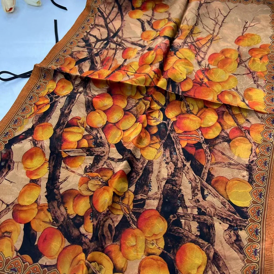 香云纱枕巾-金黄满柿 54*78cm枕巾