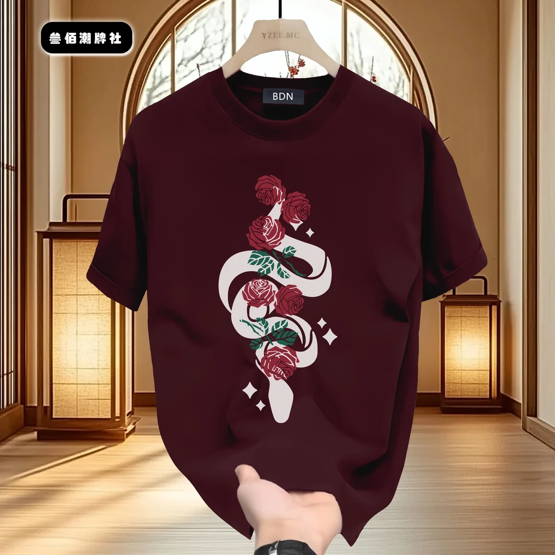 邦德妮纯棉男士短袖T恤夏季新款国潮风原创印花宽松百搭圆领上衣