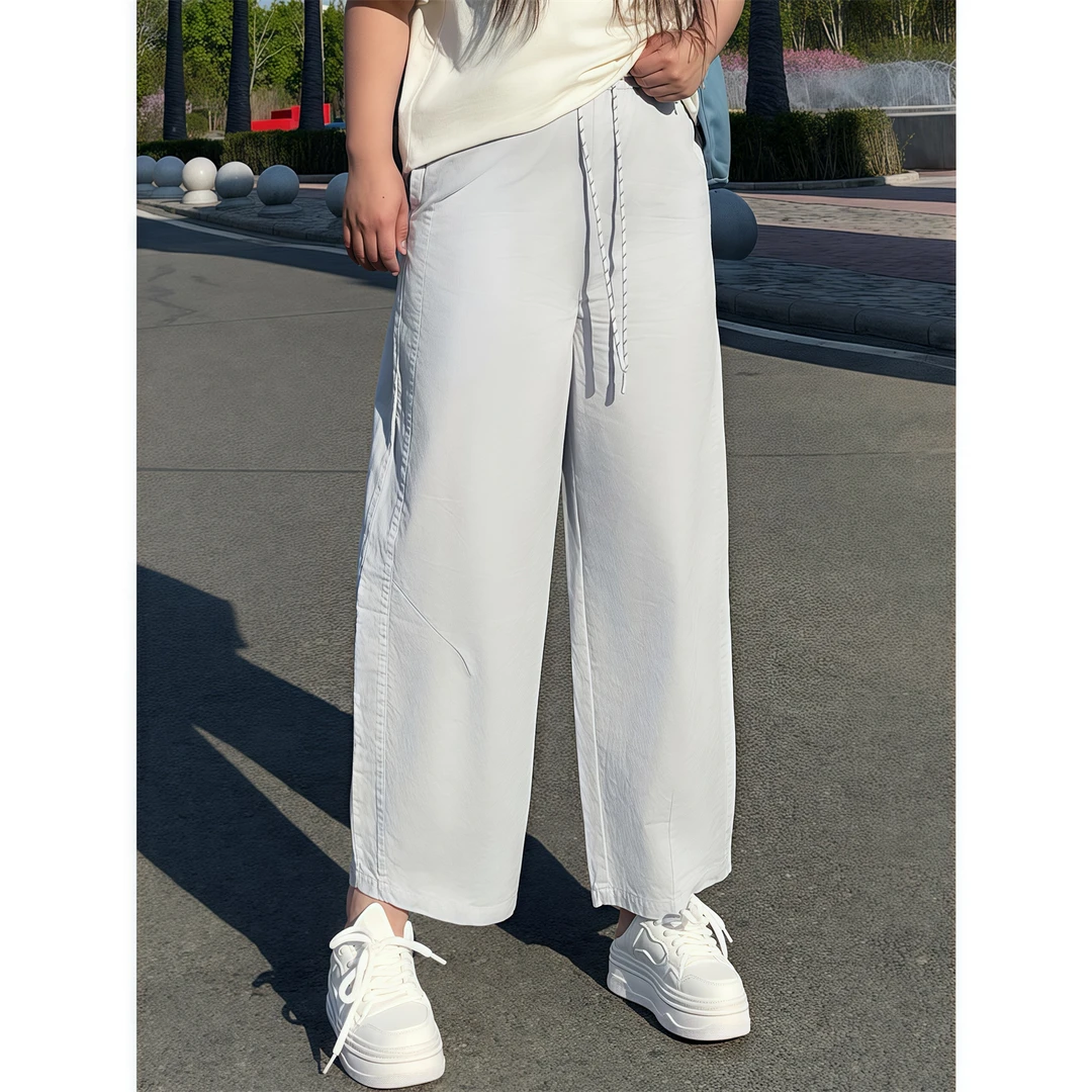 断码捡漏~悉尼幻光/山本慵懒风九分弯刀阔腿裤14763花契大码200斤