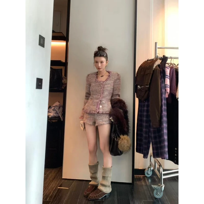 法式气质高级感轻奢小香风外套女秋冬2025新款休闲百搭显瘦短裤潮