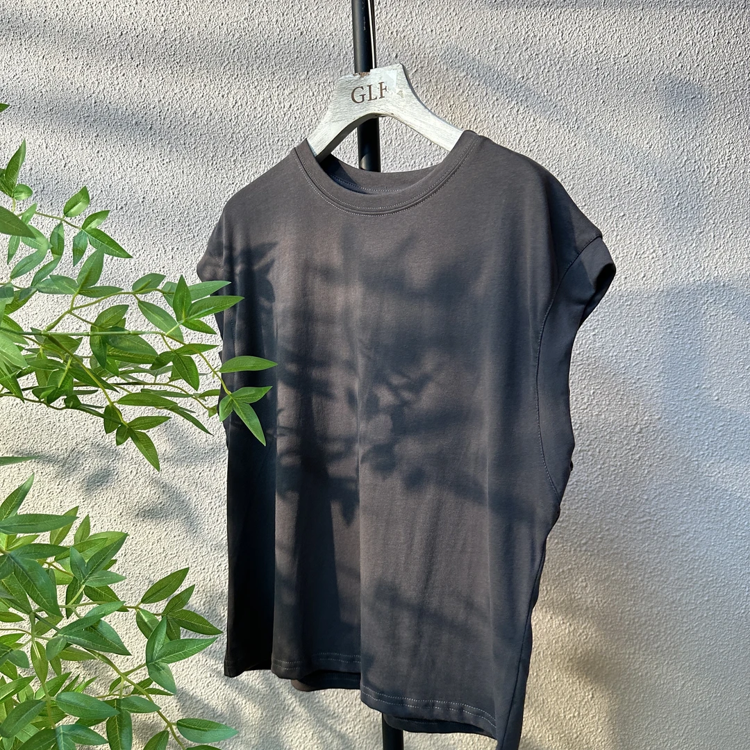 圆领无袖棉短款T恤百搭显瘦极简短袖