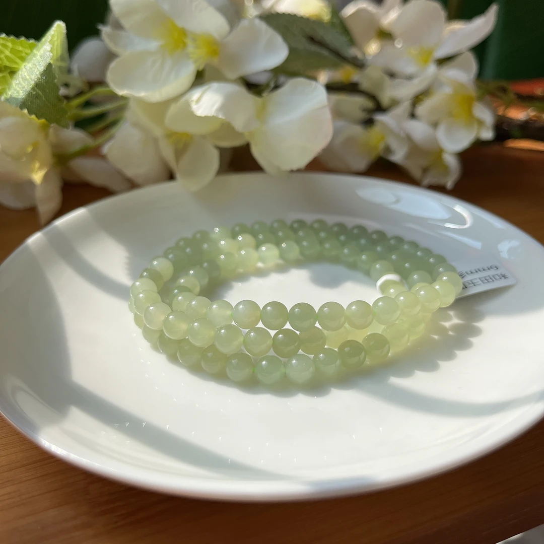 和田玉圆珠约6mm多圈手串深晴