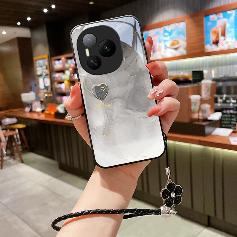 双重爱心适用荣耀Power手机壳荣耀power玻璃壳5G保护套防摔散热个