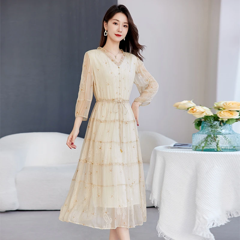 水墨佳人桑蚕丝真丝气质女装连衣裙82598680