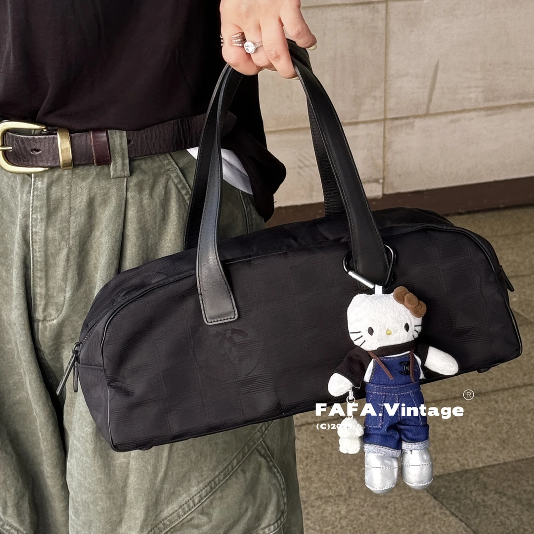 95新 Chanel/香奈儿 發發中古·95新Chanel黑色帆布冰格单肩包