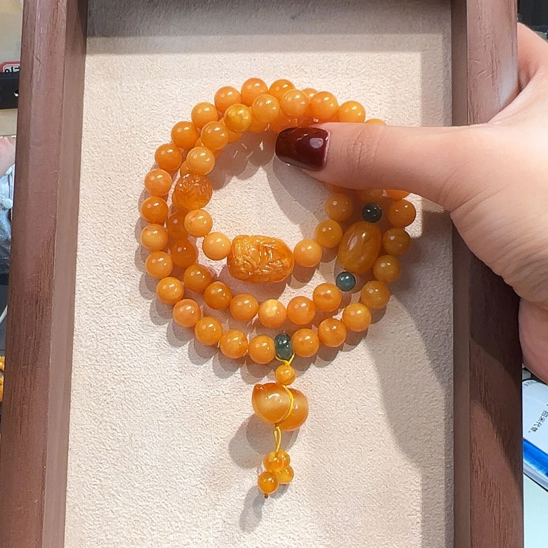 阿***杰手链蜜蜡未镶嵌8.7mm蜜蜡手串