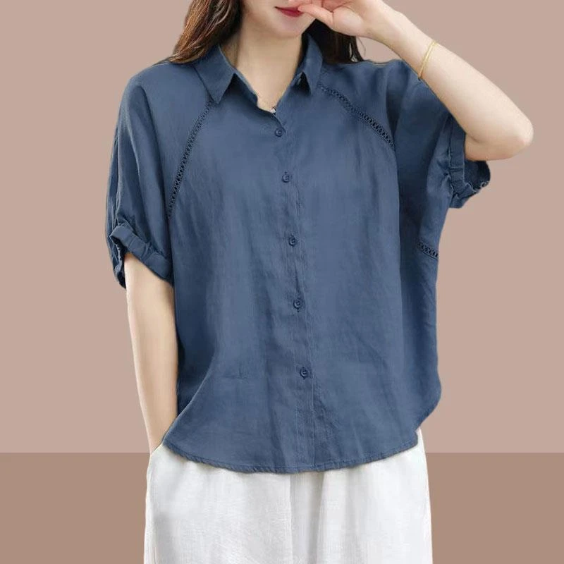 女士短袖衬衫2025夏季新款胖mm大码雪纺衫遮肚子显瘦衬衣女装爆款