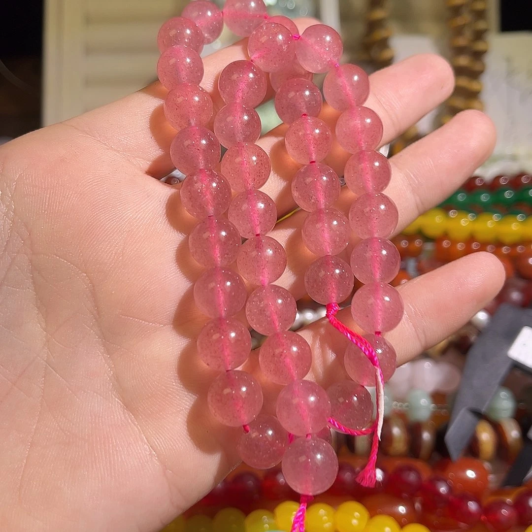 珠宝半成品水晶未镶嵌草莓晶卡12mm