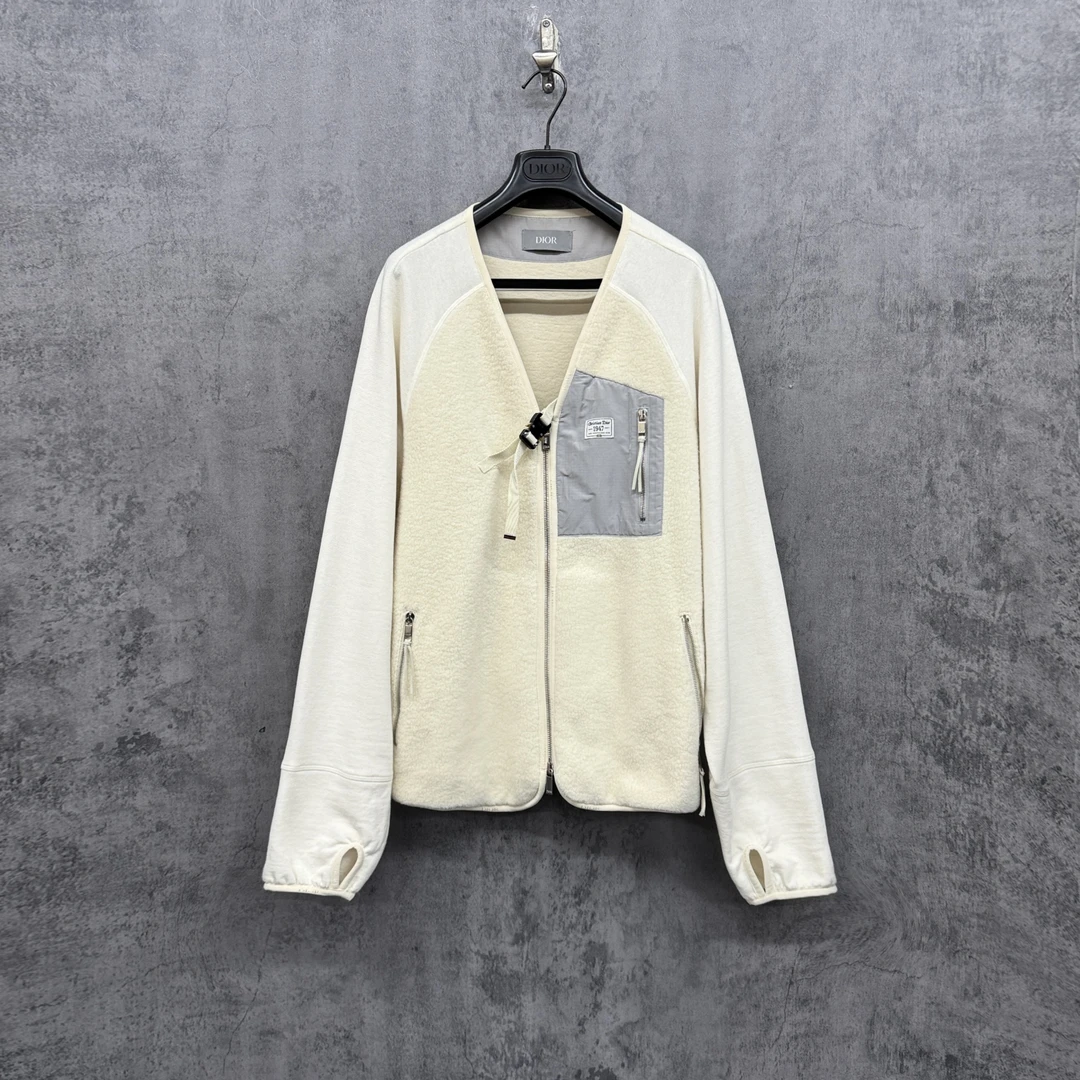 未使用 DIOR/迪奥 锁扣拼接刺绣Logo泰迪夹克外套/WK769/XL