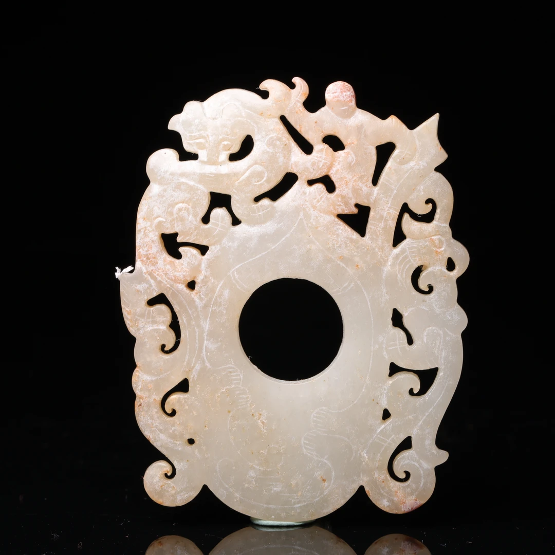 旧藏和田玉龙纹鸡心佩-NX