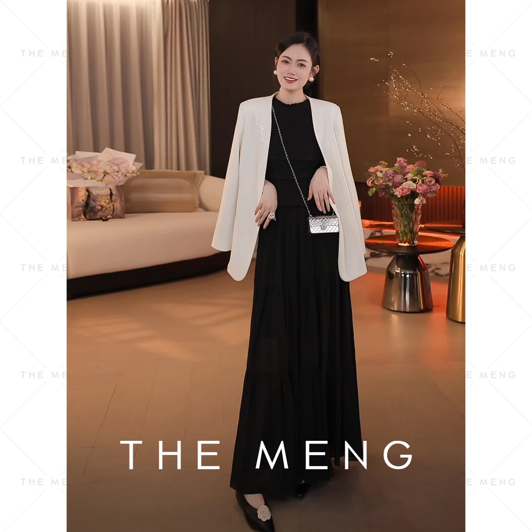 THE MENG【夜幕】赫本风重工打缆华丽通勤显瘦连衣裙#M252G0013