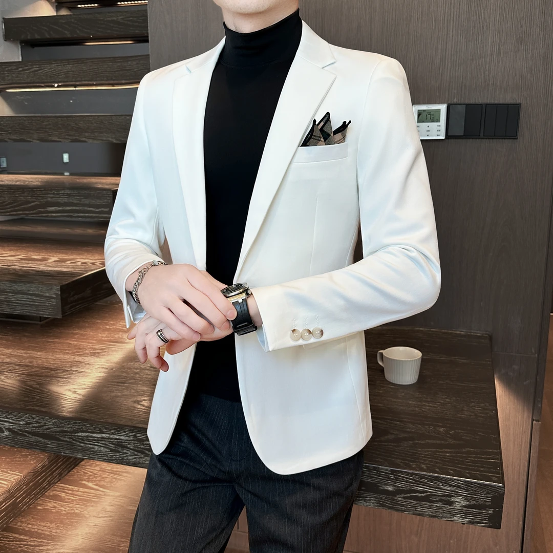 高级感男士商务休闲西装外套2025秋季新款韩版修身潮流痞帅小西服