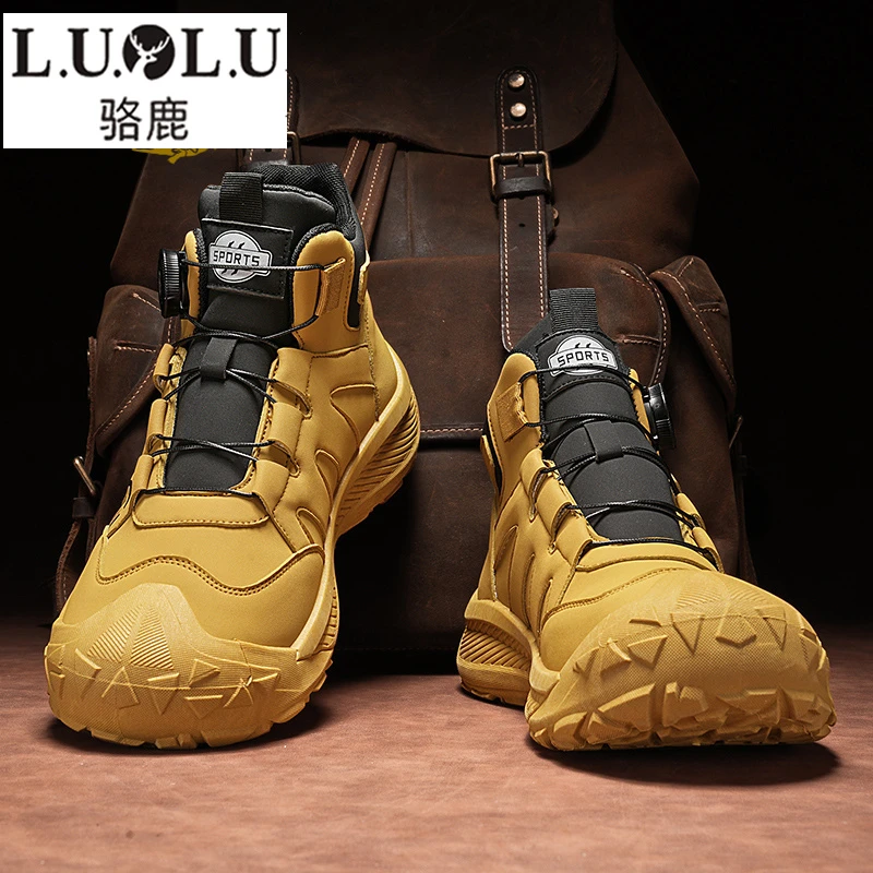 骆鹿马丁靴男款冬季加绒男士棉鞋耐磨工装高帮休闲鞋地干活男鞋